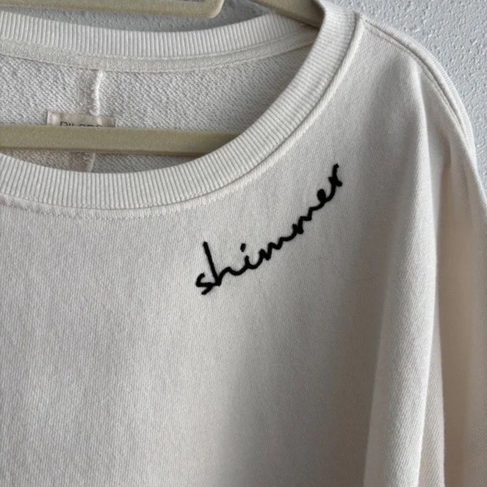 Pilcro Anthropologie White Embroidered Oversized Crew Neck Sweater - Size XL - Picture 4 of 9